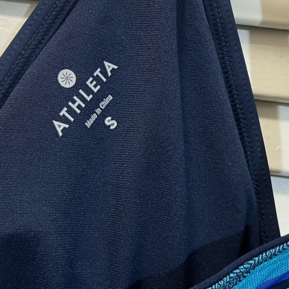 Athleta Tulum T Back Tankini Top Navy Blue Stripes - Picture 4 of 6